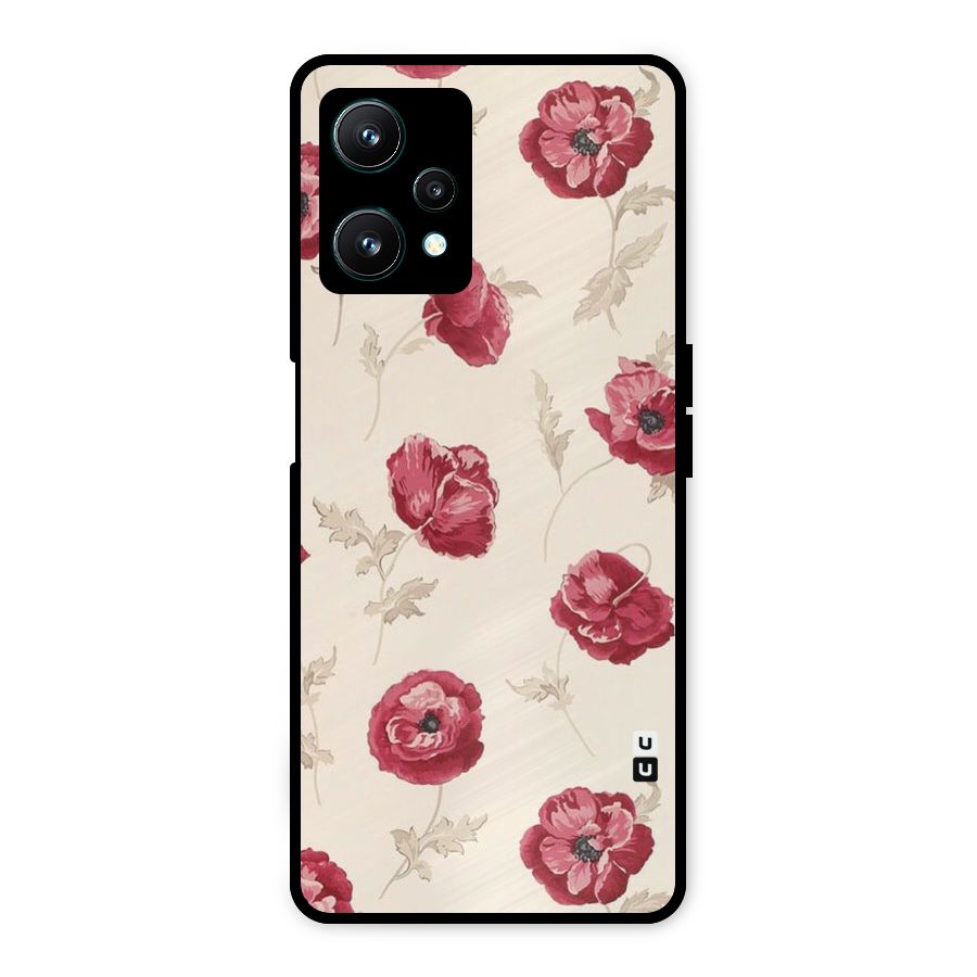 Red Rose Floral Art Metal Back Case for Realme 9 Pro 5G