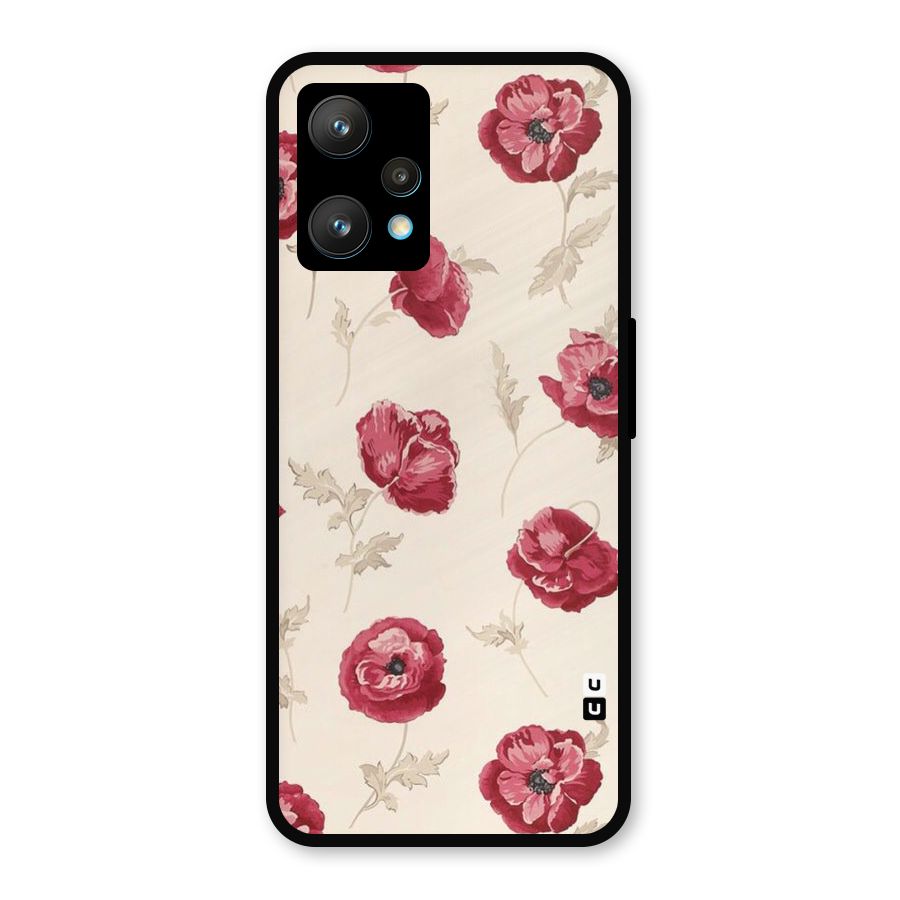 Red Rose Floral Art Metal Back Case for Realme 9 Pro Plus 5G