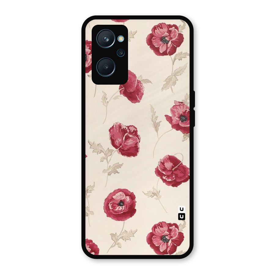 Red Rose Floral Art Metal Back Case for Realme 9i
