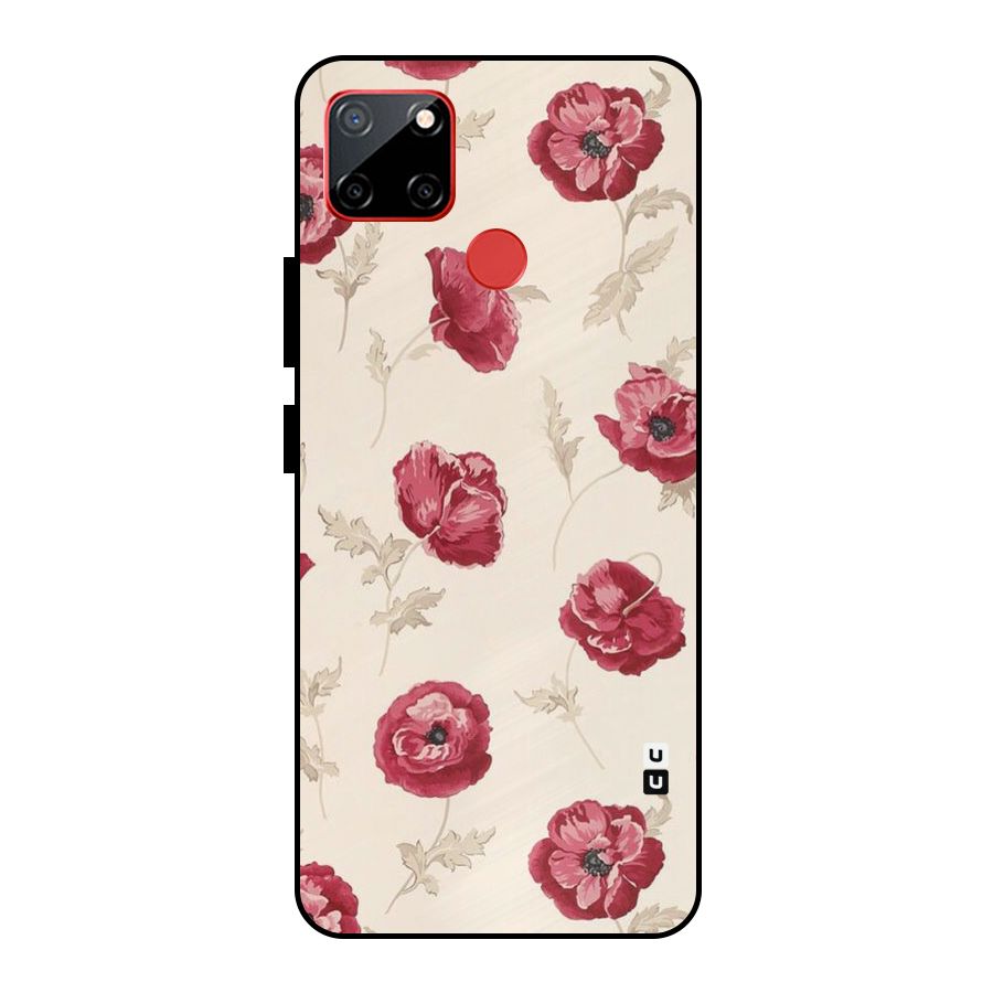 Red Rose Floral Art Metal Back Case for Realme C12