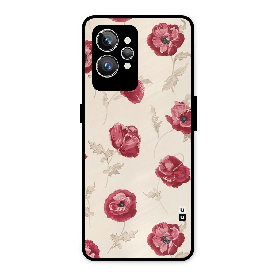 Red Rose Floral Art Metal Back Case for Realme GT2 Pro