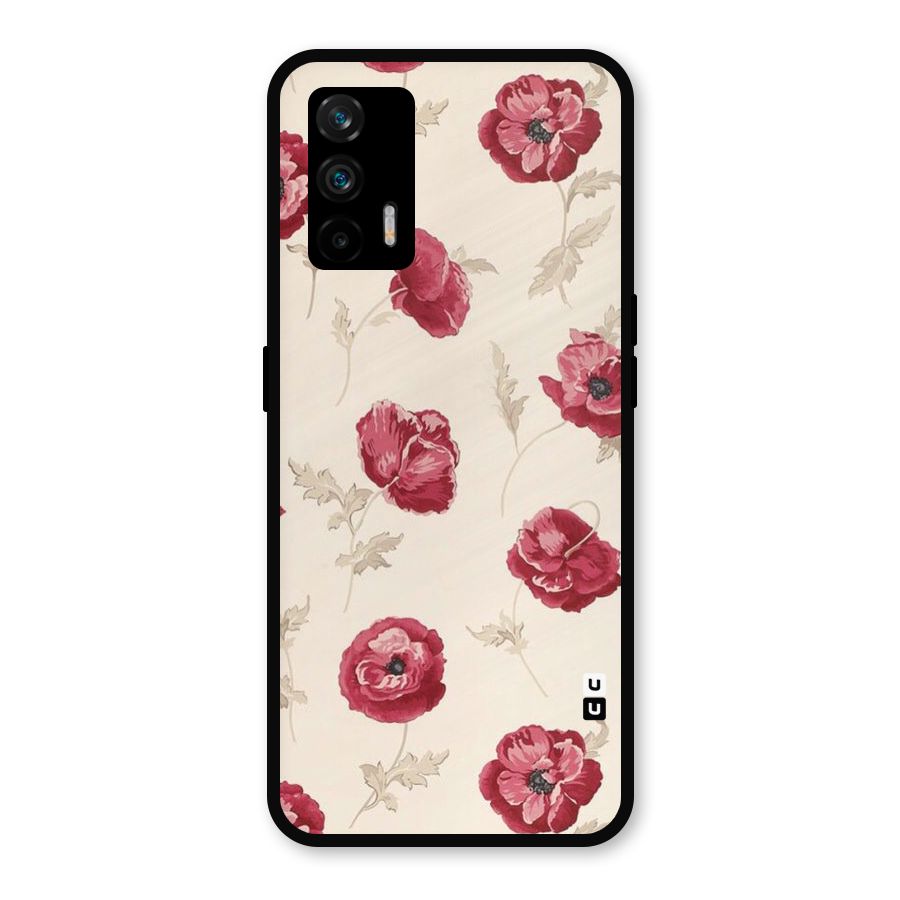 Red Rose Floral Art Metal Back Case for Realme GT 5G