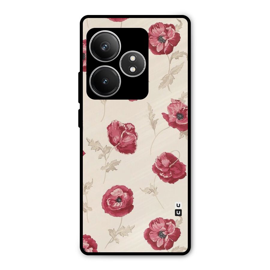Red Rose Floral Art Metal Back Case for Realme GT 6T