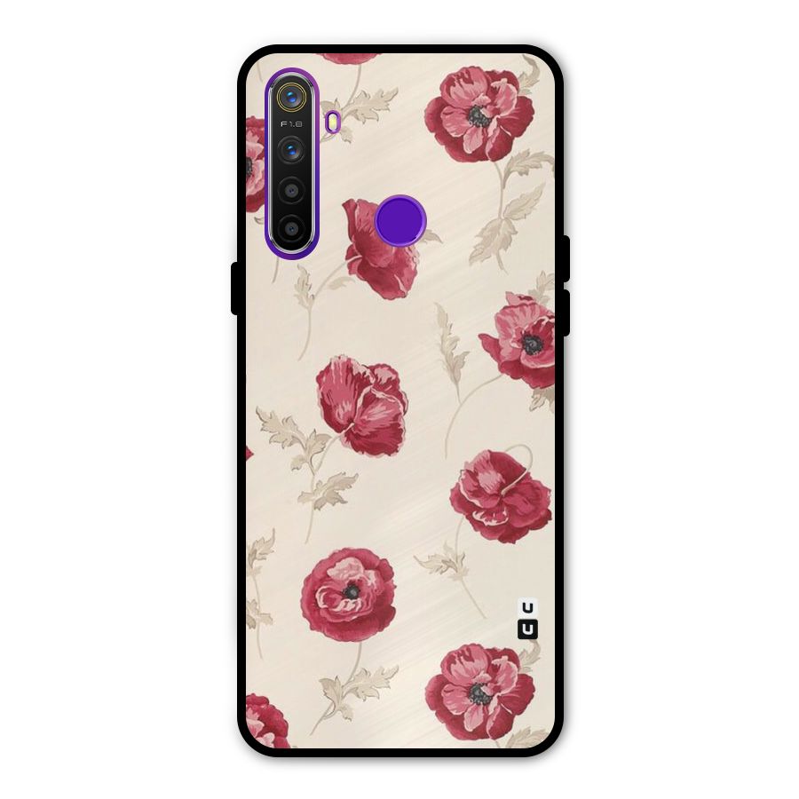 Red Rose Floral Art Metal Back Case for Realme Narzo 10