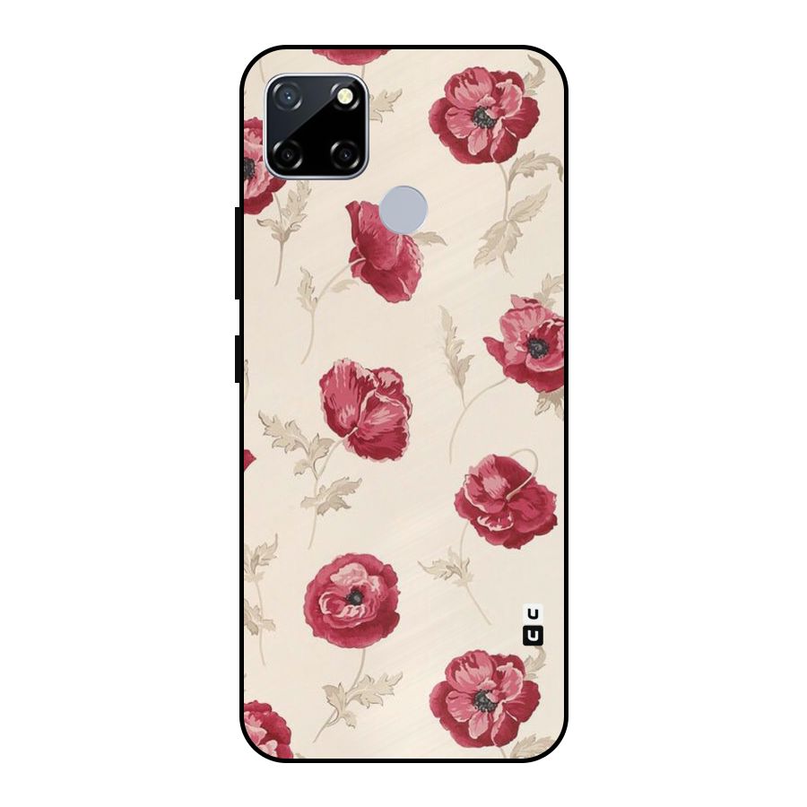 Red Rose Floral Art Metal Back Case for Realme Narzo 20