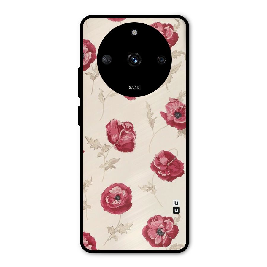 Red Rose Floral Art Metal Back Case for Realme Narzo 60 5G