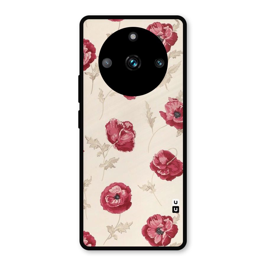Red Rose Floral Art Metal Back Case for Realme Narzo 60 Pro
