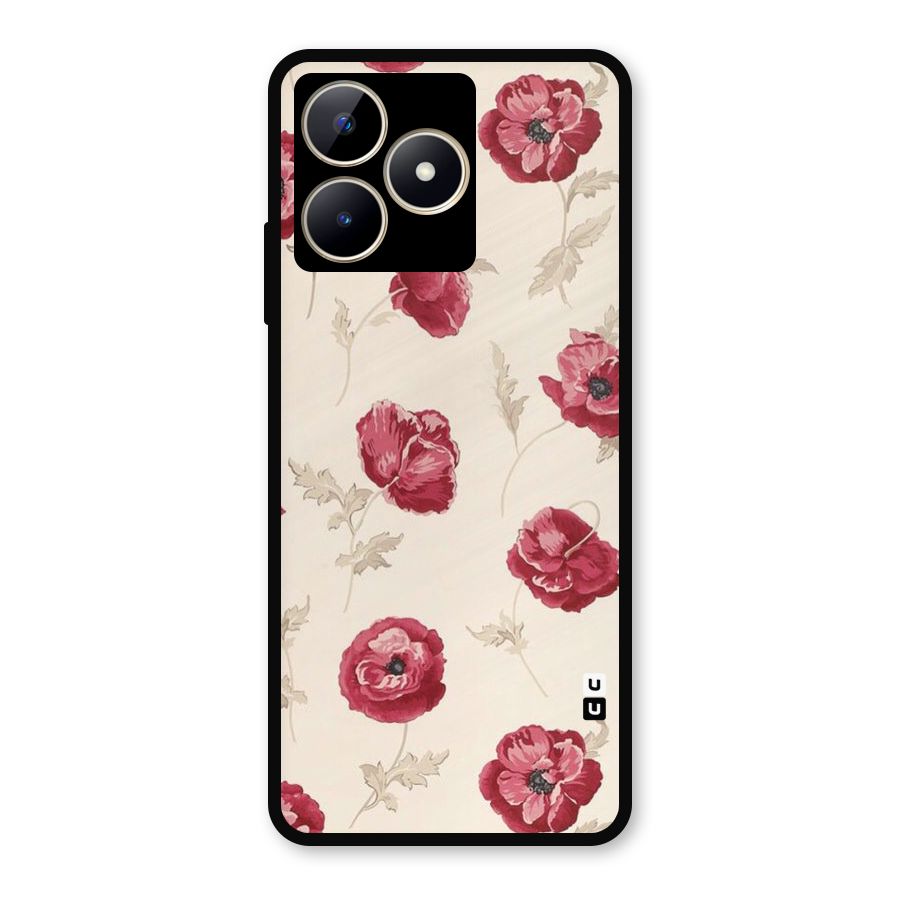 Red Rose Floral Art Metal Back Case for Realme Narzo N53