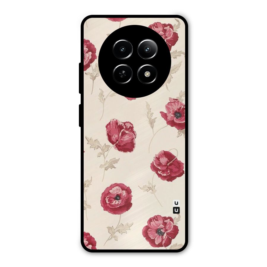 Red Rose Floral Art Metal Back Case for Realme Narzo N65