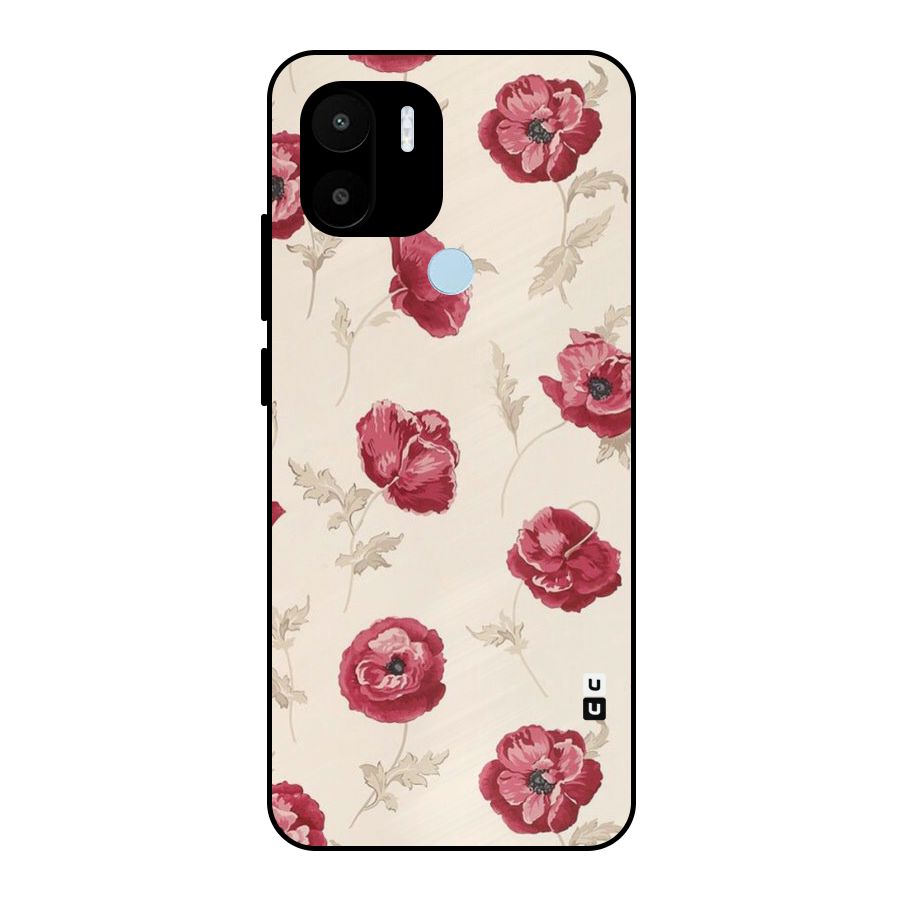 Red Rose Floral Art Metal Back Case for Redmi A2+