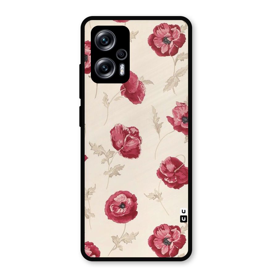 Red Rose Floral Art Metal Back Case for Redmi K50i