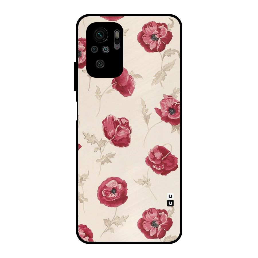 Red Rose Floral Art Metal Back Case for Redmi Note 10S