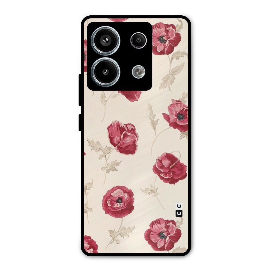 Red Rose Floral Art Metal Back Case for Redmi Note 13 Pro 5G