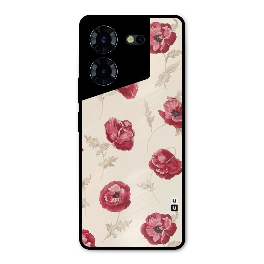 Red Rose Floral Art Metal Back Case for Tecno Pova 5 Pro 5G