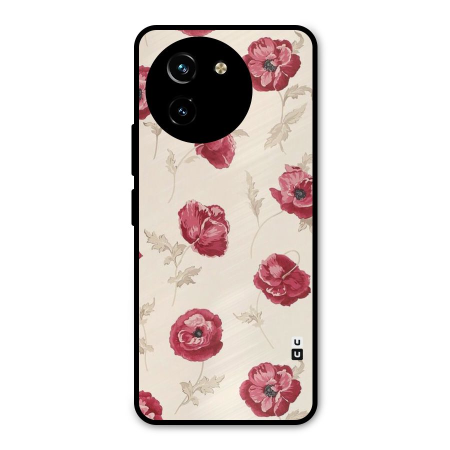 Red Rose Floral Art Metal Back Case for Vivo T3x