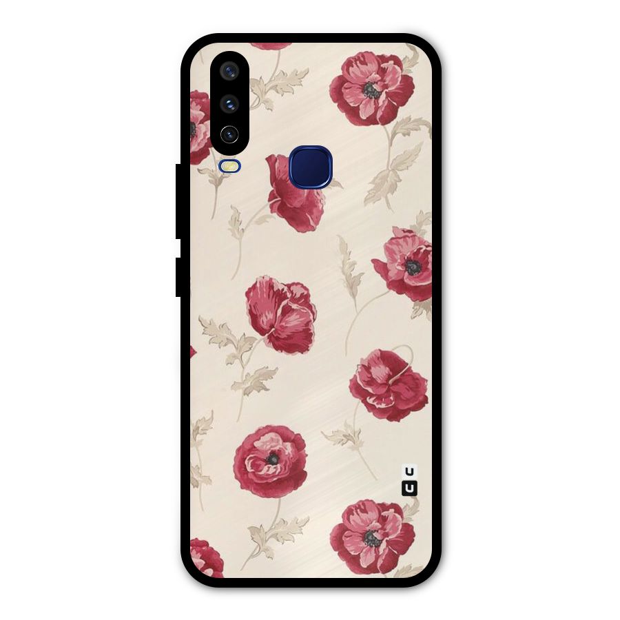 Red Rose Floral Art Metal Back Case for Vivo V17