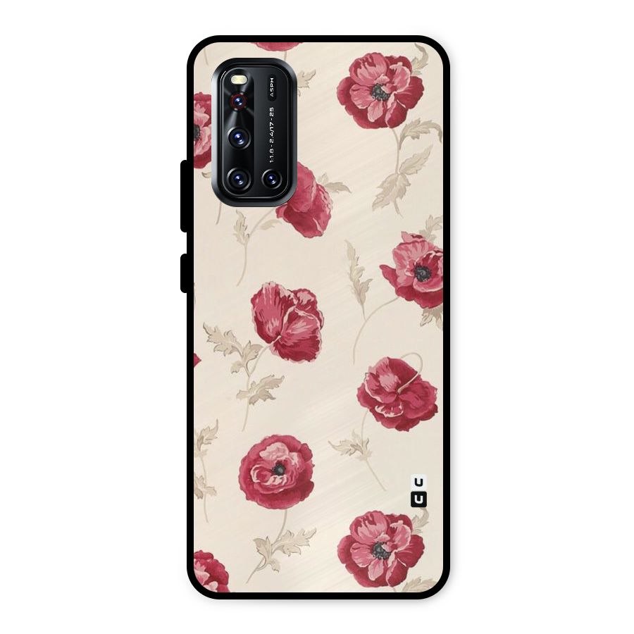 Red Rose Floral Art Metal Back Case for Vivo V19