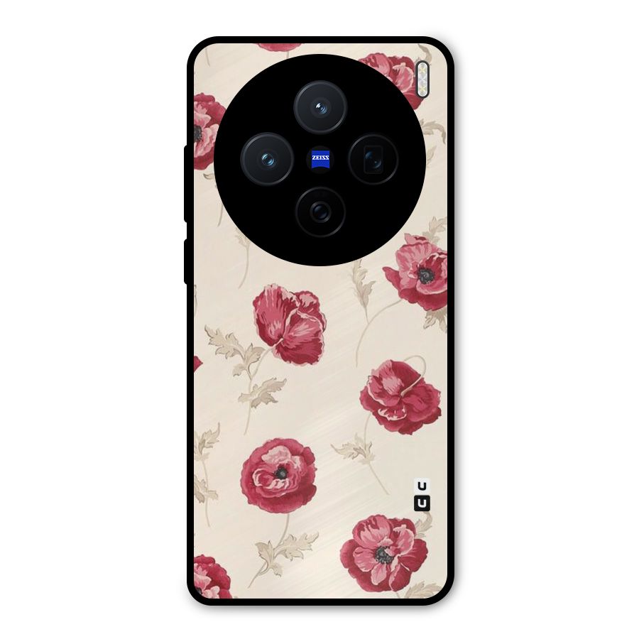 Red Rose Floral Art Metal Back Case for Vivo X200