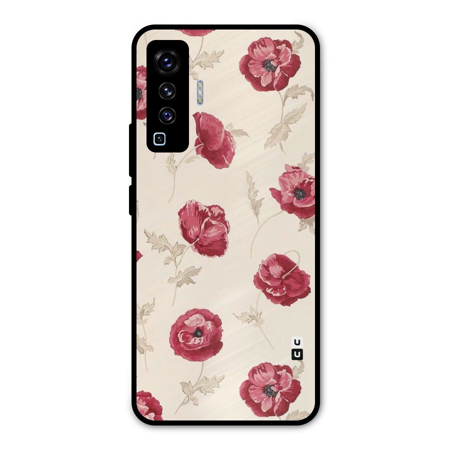 Red Rose Floral Art Metal Back Case for Vivo X50