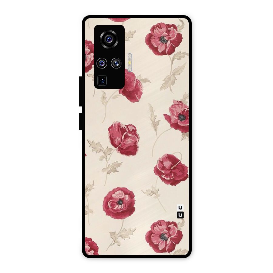 Red Rose Floral Art Metal Back Case for Vivo X50 Pro
