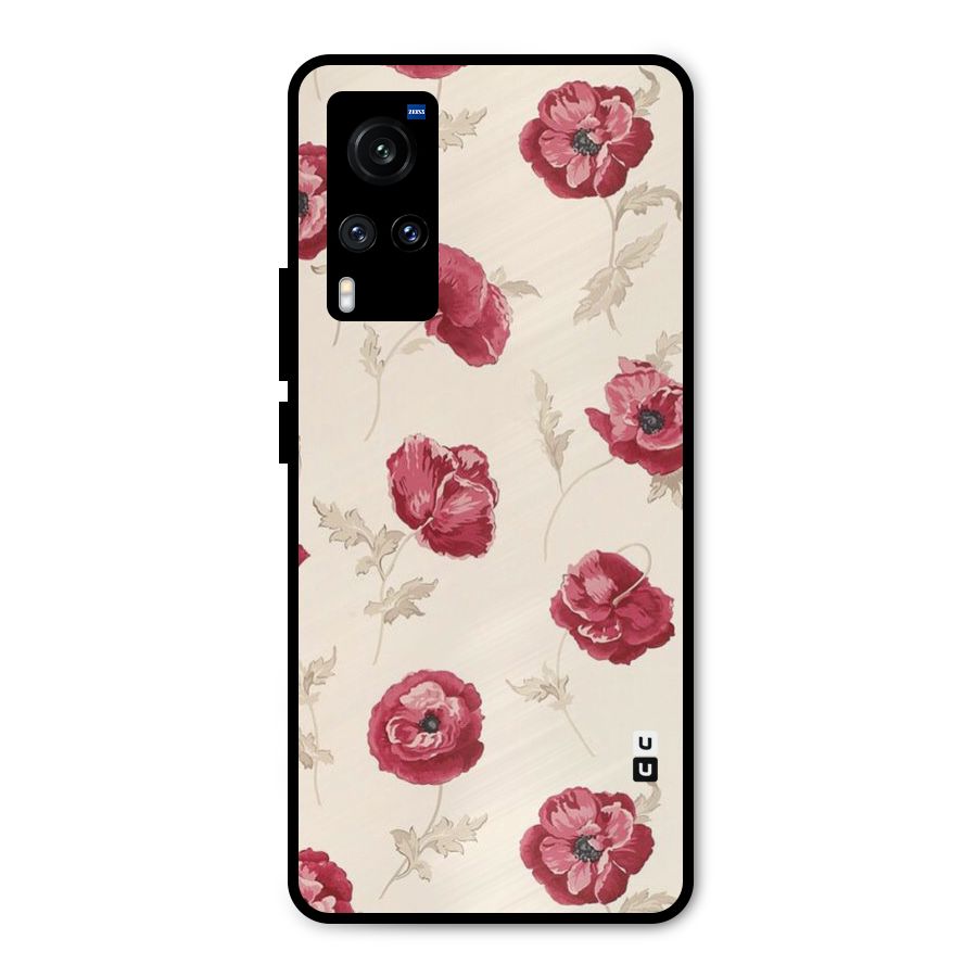 Red Rose Floral Art Metal Back Case for Vivo X60