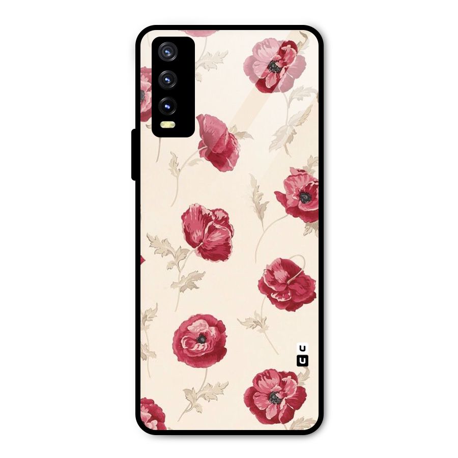 Red Rose Floral Art Metal Back Case for Vivo Y20g