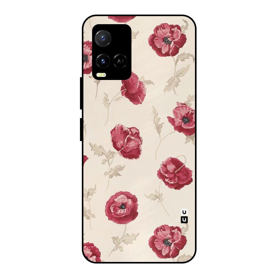 Red Rose Floral Art Metal Back Case for Vivo Y21