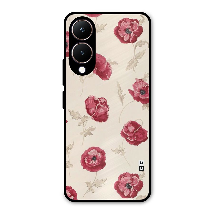 Red Rose Floral Art Metal Back Case for Vivo Y28