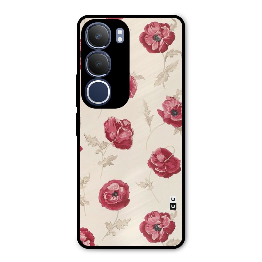 Red Rose Floral Art Metal Back Case for Vivo Y29