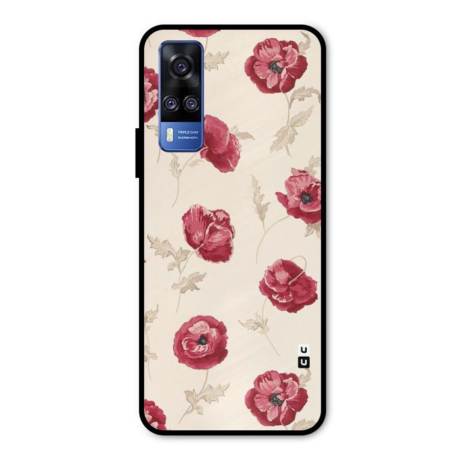 Red Rose Floral Art Metal Back Case for Vivo Y31