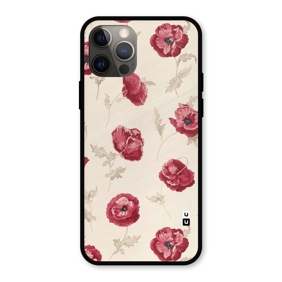 Red Rose Floral Art Metal Back Case for iPhone 12 Pro