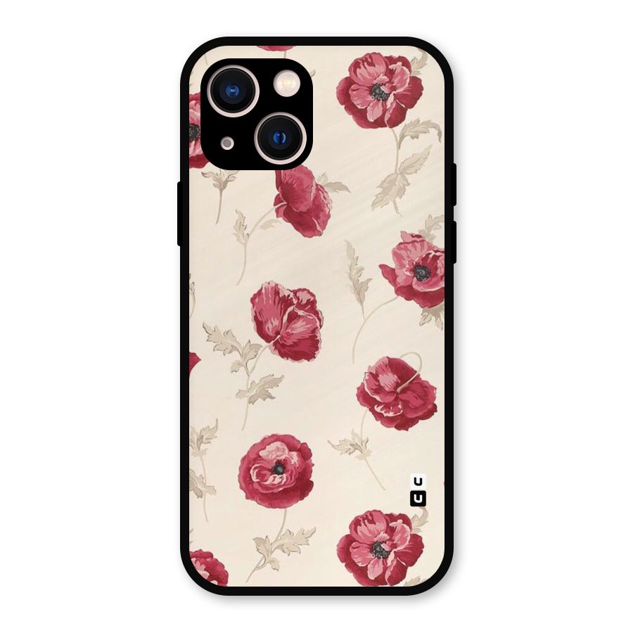 Red Rose Floral Art Metal Back Case for iPhone 13