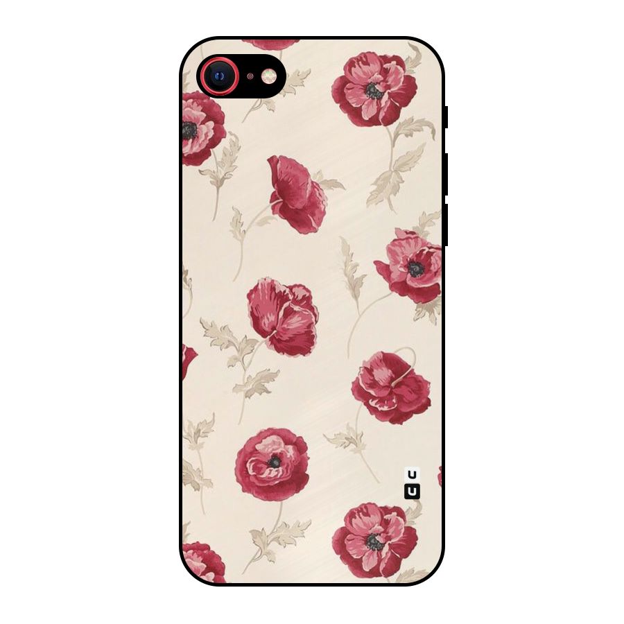 Red Rose Floral Art Metal Back Case for iPhone SE 2022