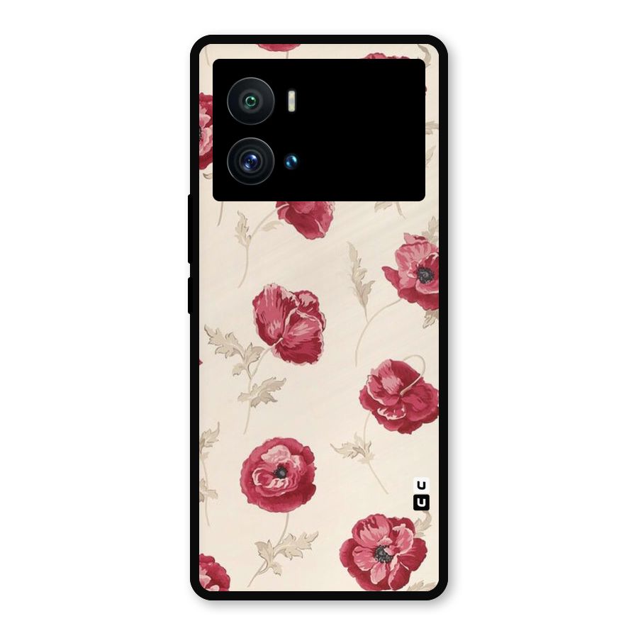 Red Rose Floral Art Metal Back Case for iQOO 9 Pro