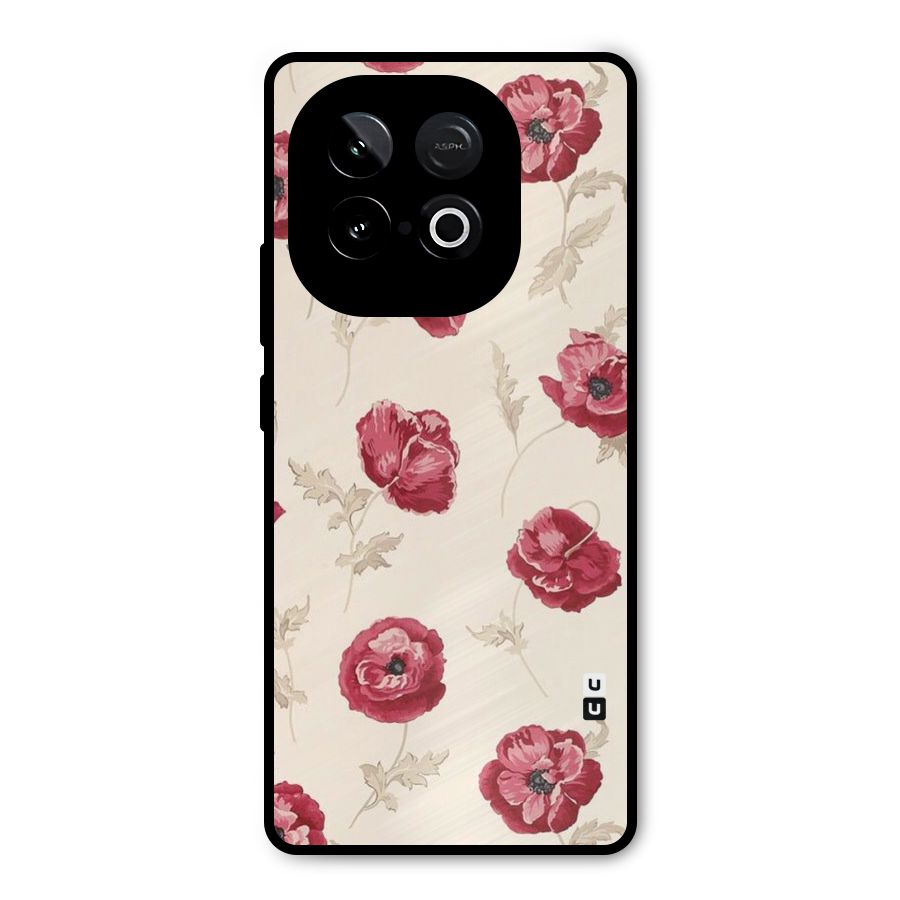 Red Rose Floral Art Metal Back Case for iQOO Neo 10