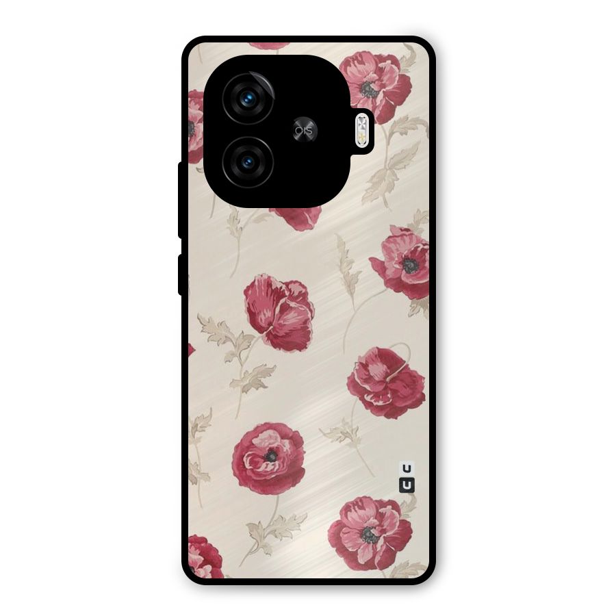 Red Rose Floral Art Metal Back Case for iQOO Neo 10R