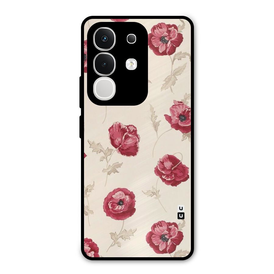 Red Rose Floral Art Metal Back Case for iQOO Z10x