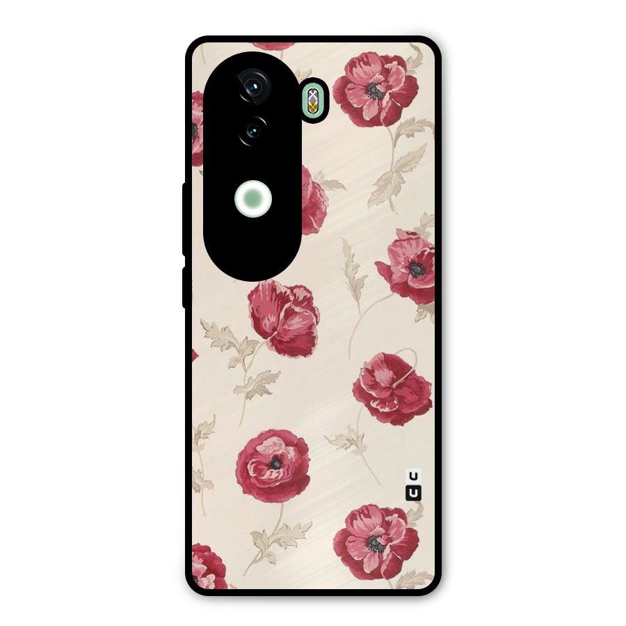 Red Rose Floral Art Metal Back Case for iQOO Z9s