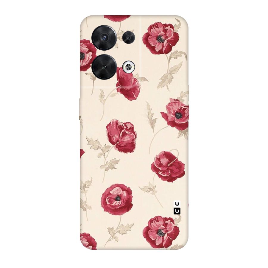 Red Rose Floral Art Original Polycarbonate Back Case for Oppo Reno8 5G