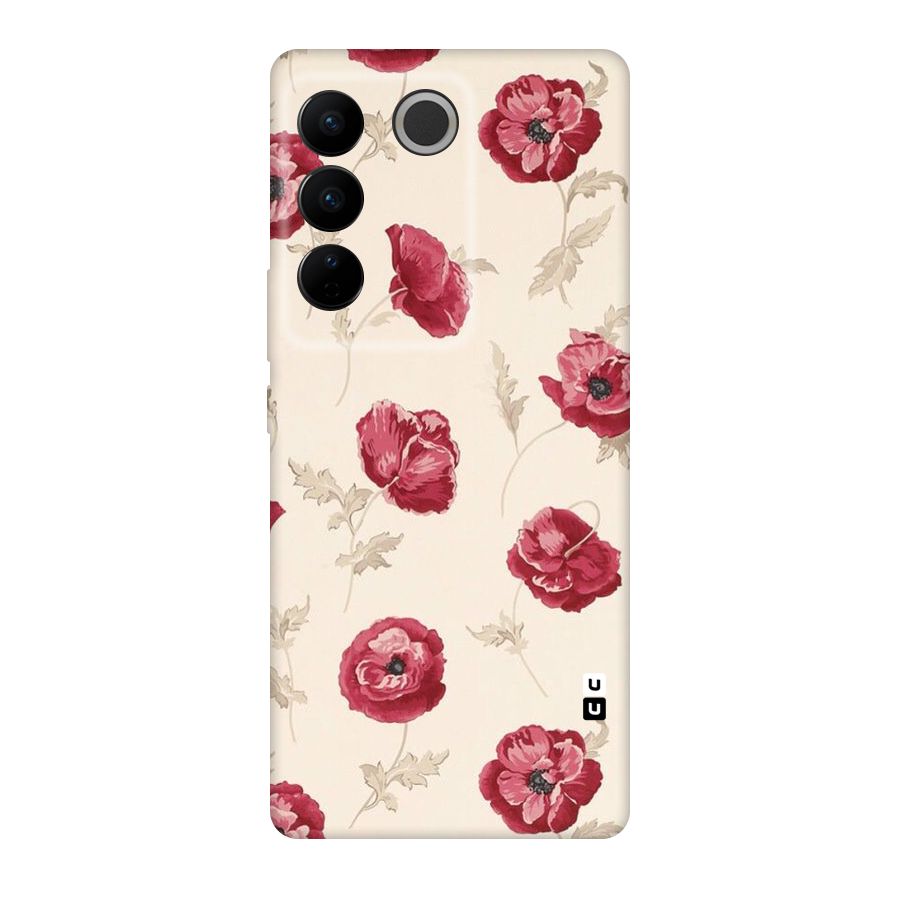 Red Rose Floral Art Original Polycarbonate Back Case for Vivo V27