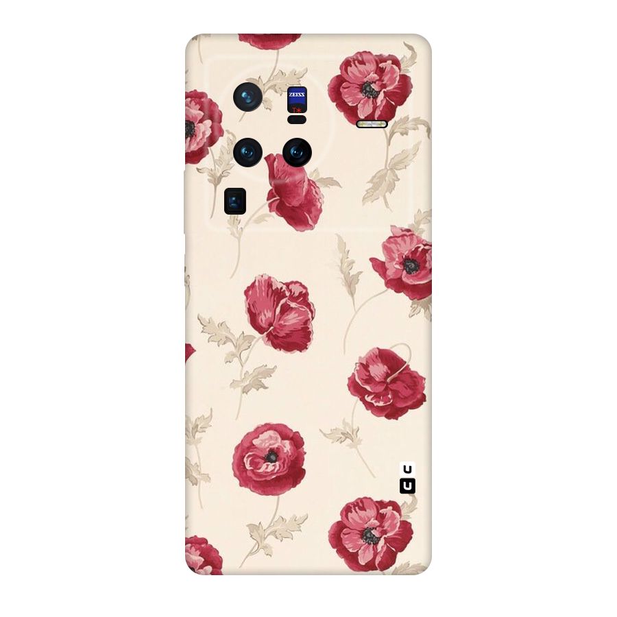 Red Rose Floral Art Original Polycarbonate Back Case for Vivo X80