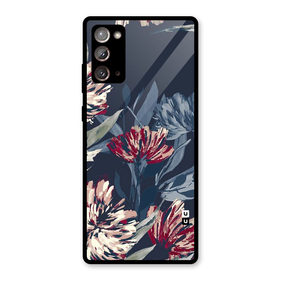 Red Rugged Floral Pattern Glass Back Case for Galaxy Note 20