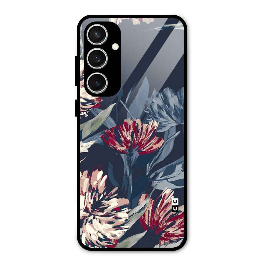 Red Rugged Floral Pattern Glass Back Case for Galaxy S23 FE