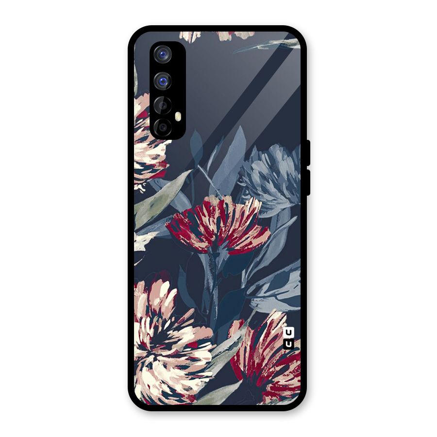 Red Rugged Floral Pattern Glass Back Case for Realme Narzo 20 Pro