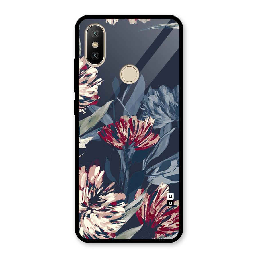Red Rugged Floral Pattern Glass Back Case for Redmi A2