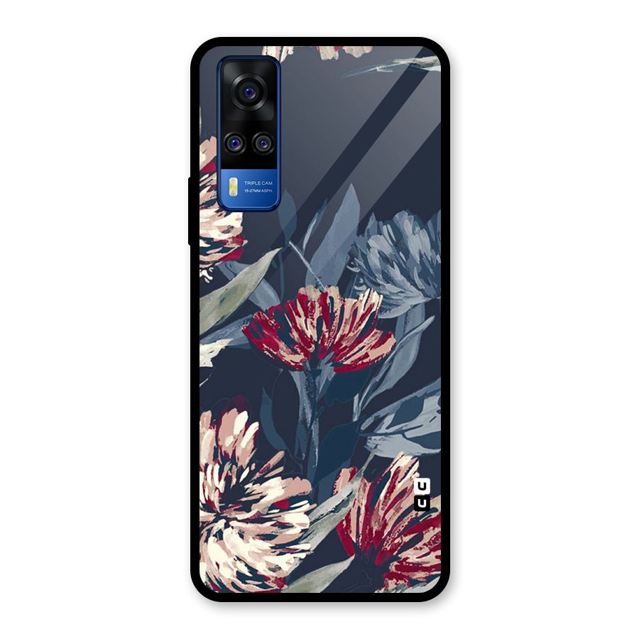 Red Rugged Floral Pattern Glass Back Case for Vivo Y31