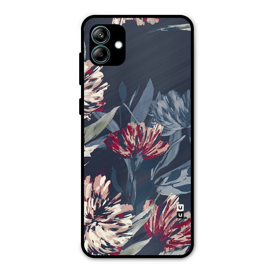 Red Rugged Floral Pattern Metal Back Case for Galaxy A04