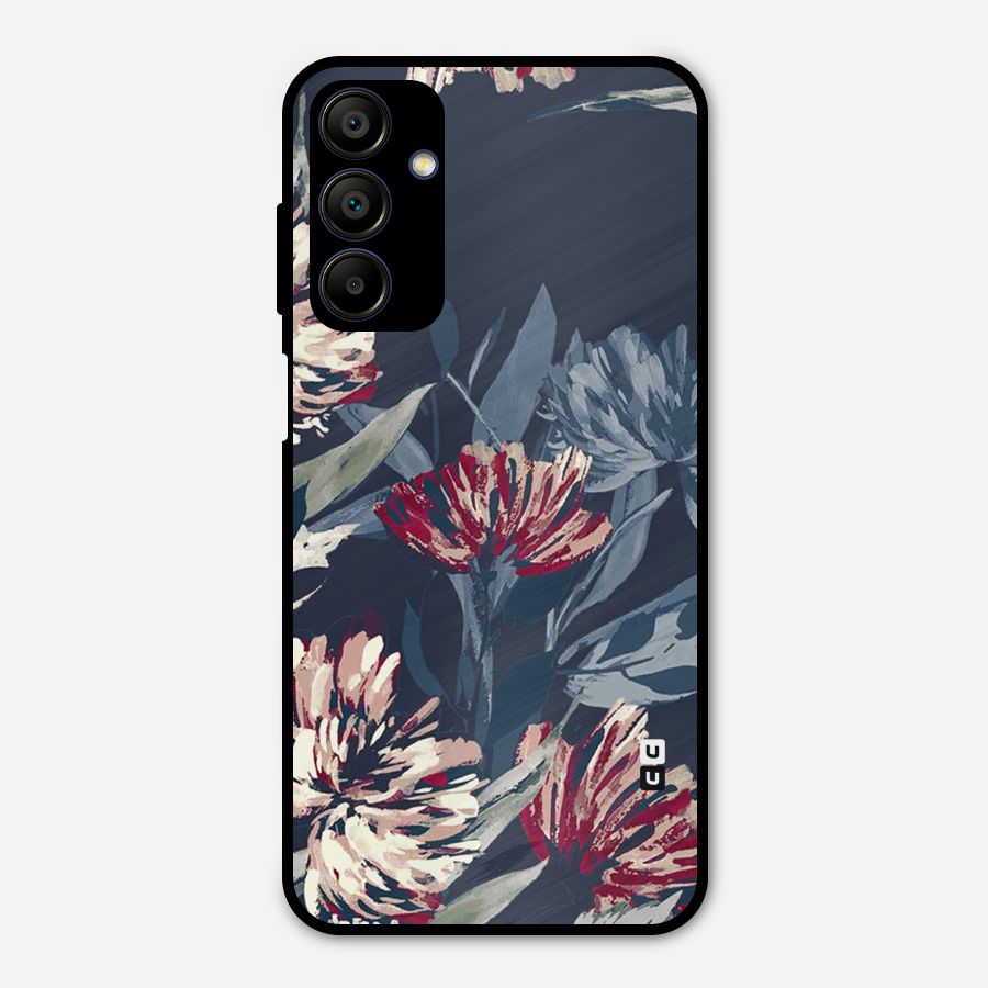 Red Rugged Floral Pattern Metal Back Case for Galaxy A15 5G