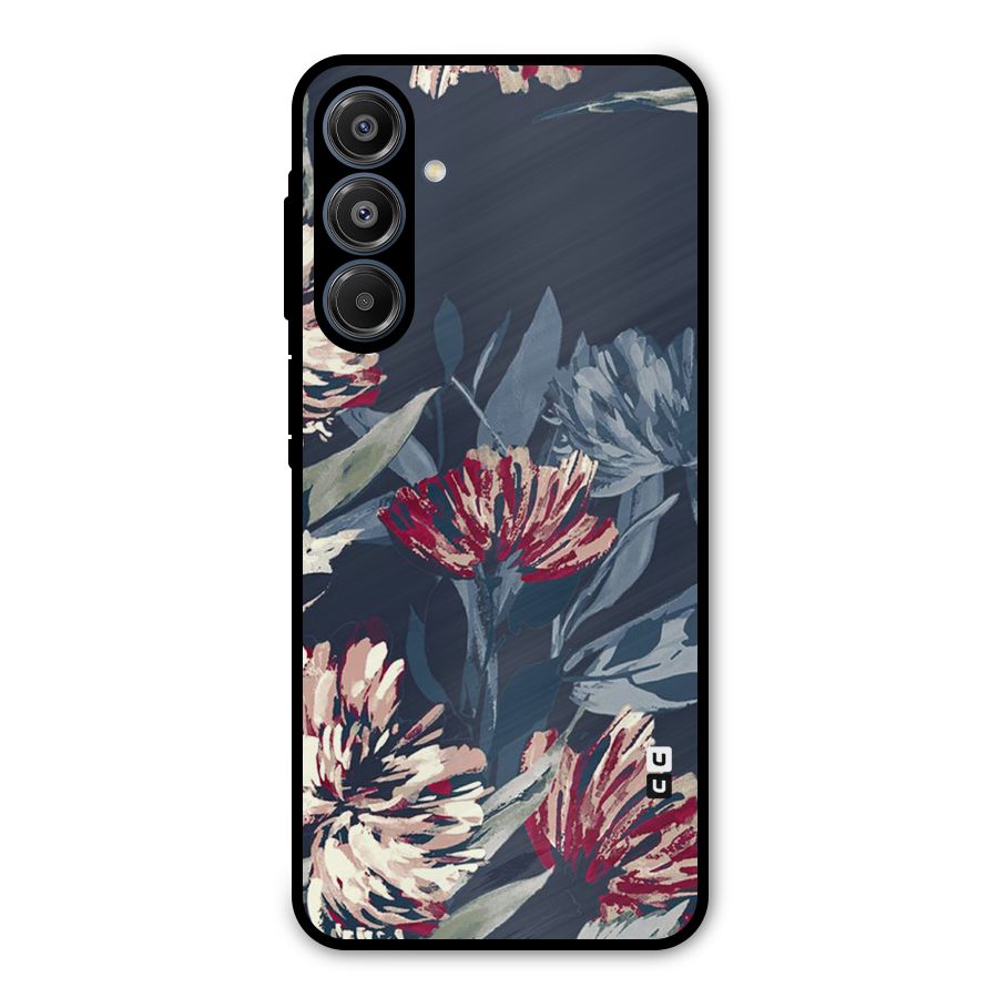 Red Rugged Floral Pattern Metal Back Case for Galaxy A16 5G