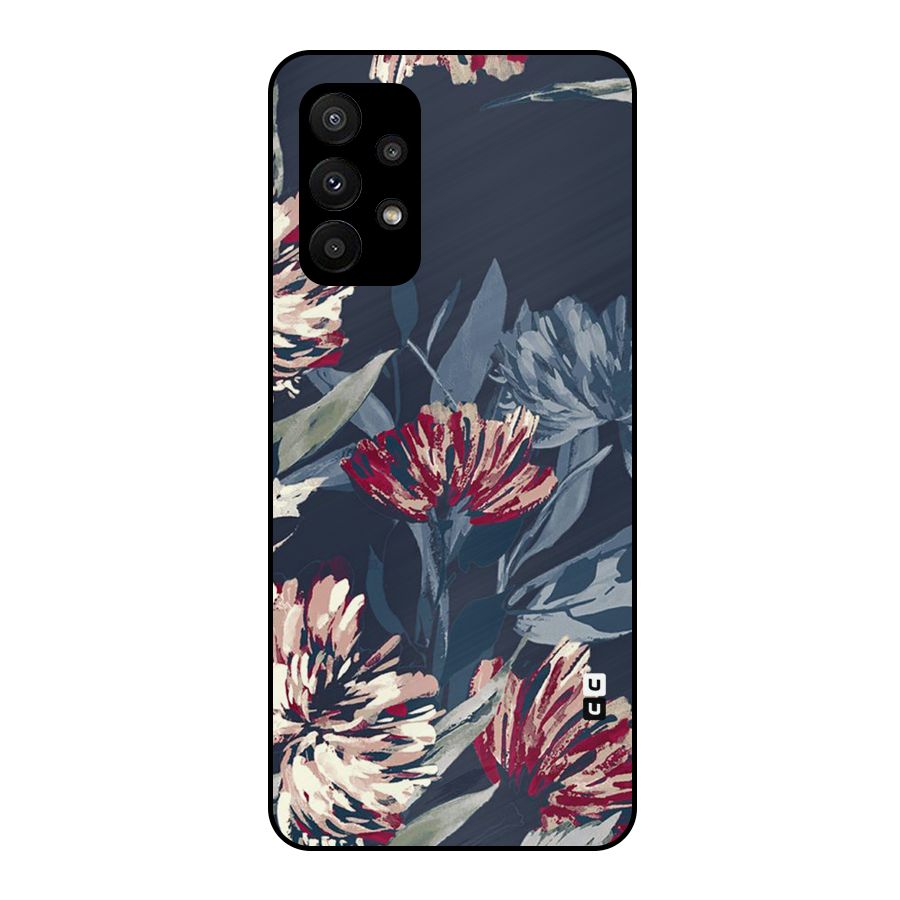 Red Rugged Floral Pattern Metal Back Case for Galaxy A23